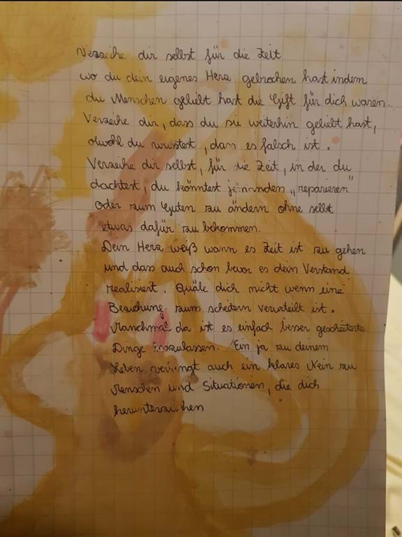 Brief einer Frau, die sich an die Kontaktstelle gegen Gewalt an Frauen GEA gewandt hat. Foto ©: GEA